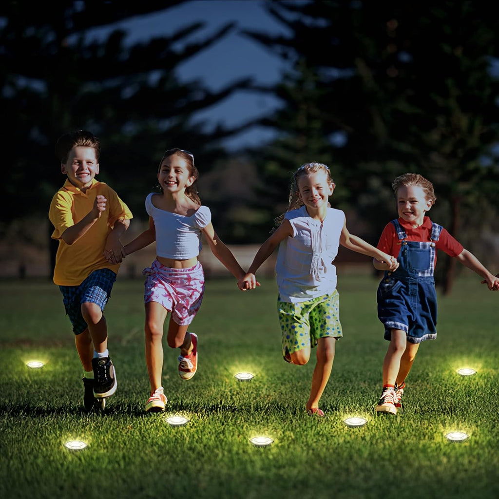 8 Pack Solar Disk Lights for Garden Pathway Warm White F984931