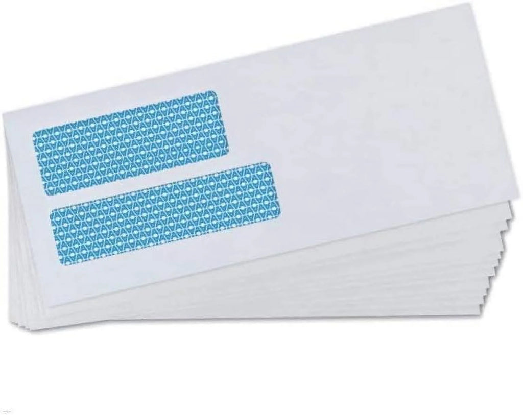 Double Window Security Envelopes with Flip Seal Closure, 4 1/8"x 9 1/2", 2500-Pack W8198