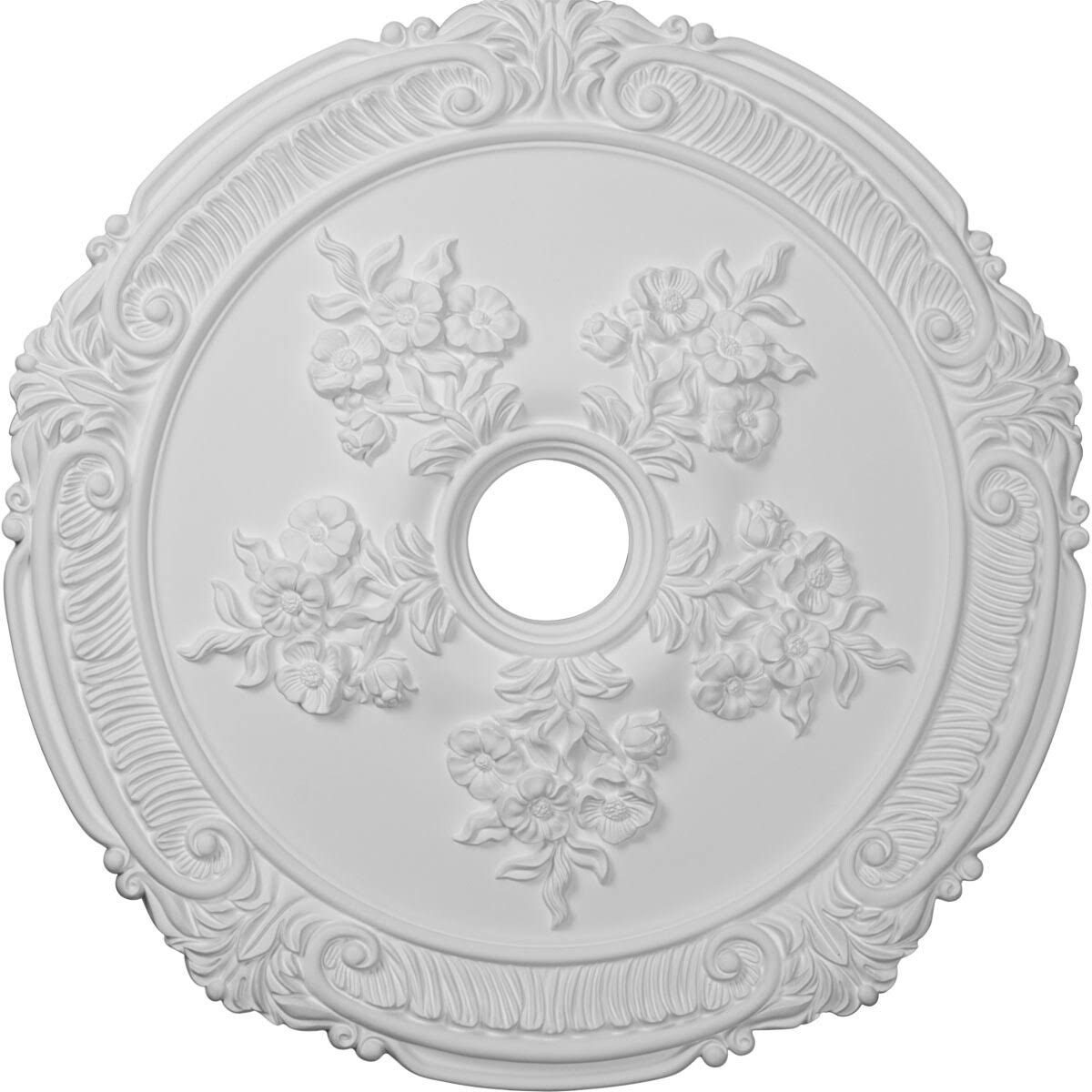 26x22OD x 3 3/4x22ID x 1 1/2x22P Hand-Painted Stone Hearth with Rose Ceiling Medallion Z108086