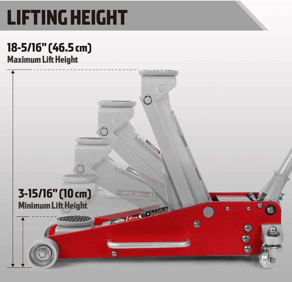 3 ton Hydraulic Aluminum and Steel Low Profile Floor Jack with Dual Piston R3466