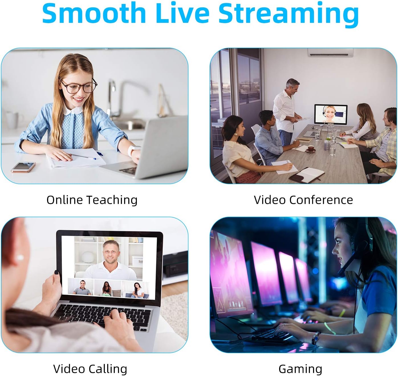 PC Webcam with Microphone and Cover, Full HD 1080P USB, 120-Degree View Angle V705