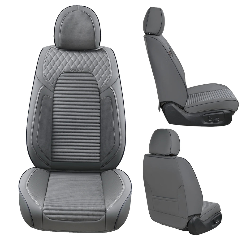 Gray Leather Car Seat Covers, 5 Seats Universal Seat Protectors R640835