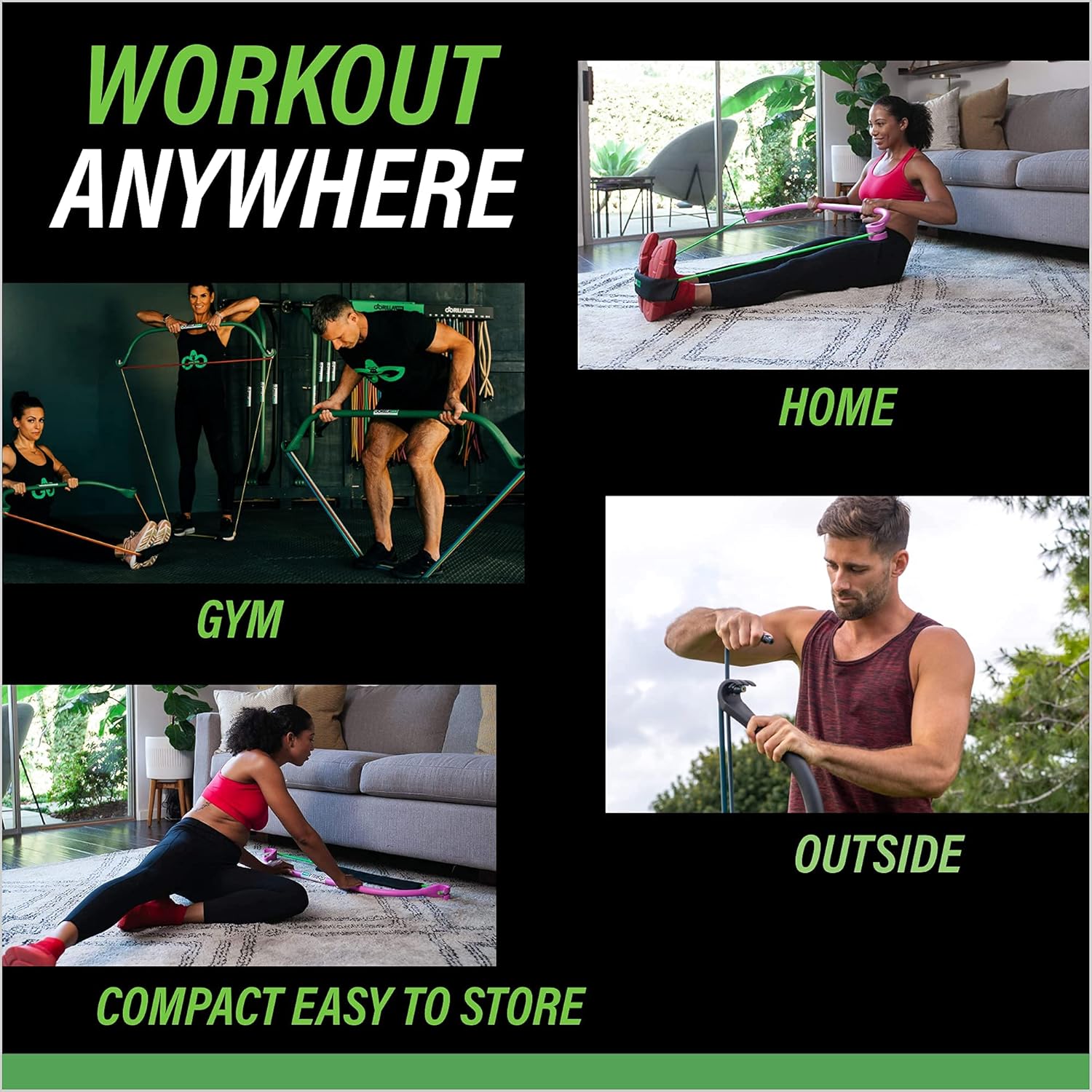 Portable Home Gym Resistance Bands and Bar System K68220