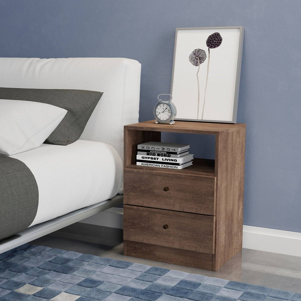 2-Drawer Brown Nightstand U202