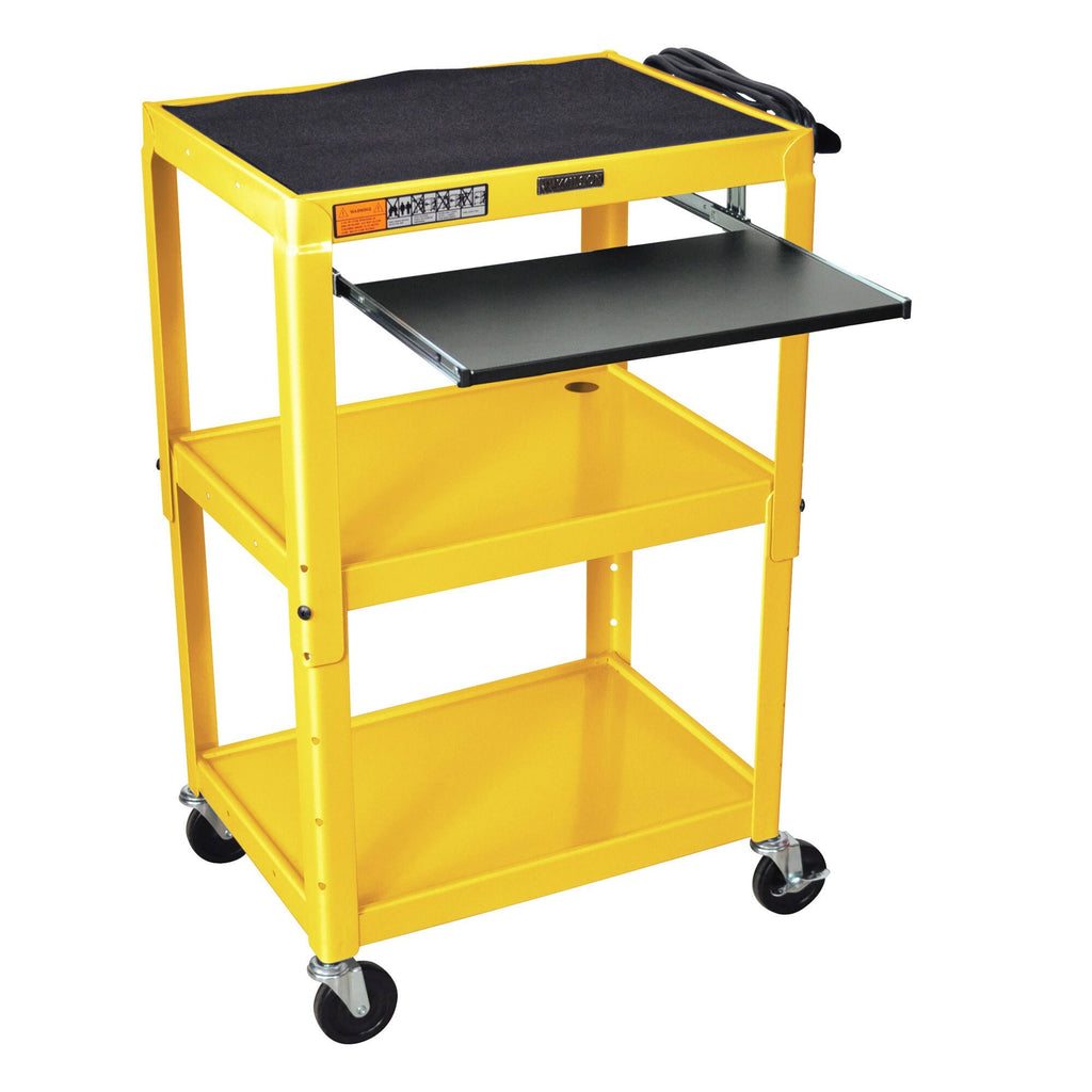 Adjustable Steel Utility Cart with Keyboard Shelf Yellow T871