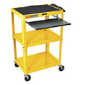 Adjustable Steel Utility Cart with Keyboard Shelf Yellow T871