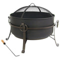 24 inch Steel Cauldron Fire Pit with Spark Screen C794500