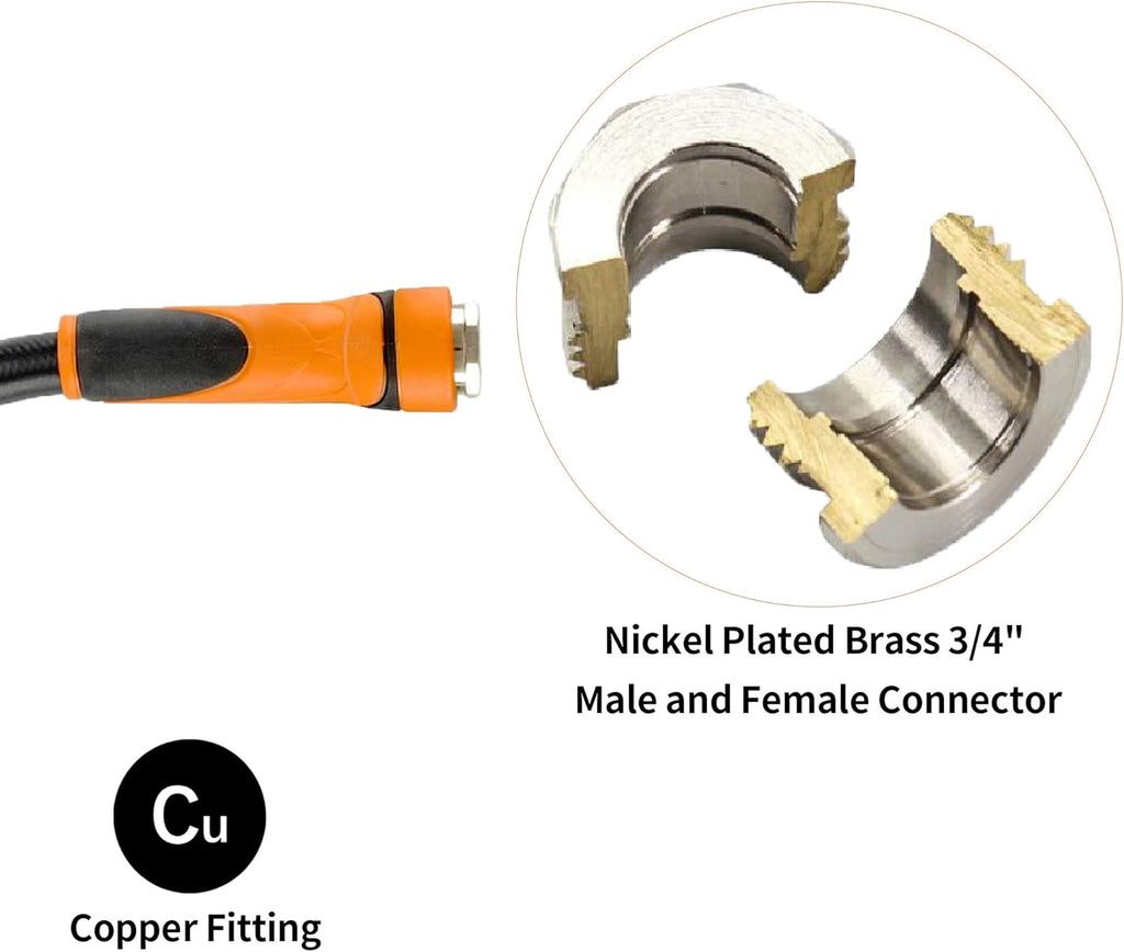 Hybrid Garden Hose 5/8" x 100ft, Heavy Duty, Flexible, Lightweight Water Hose with Grip Handle, Male to Female Fittings Pack of 2 U124728