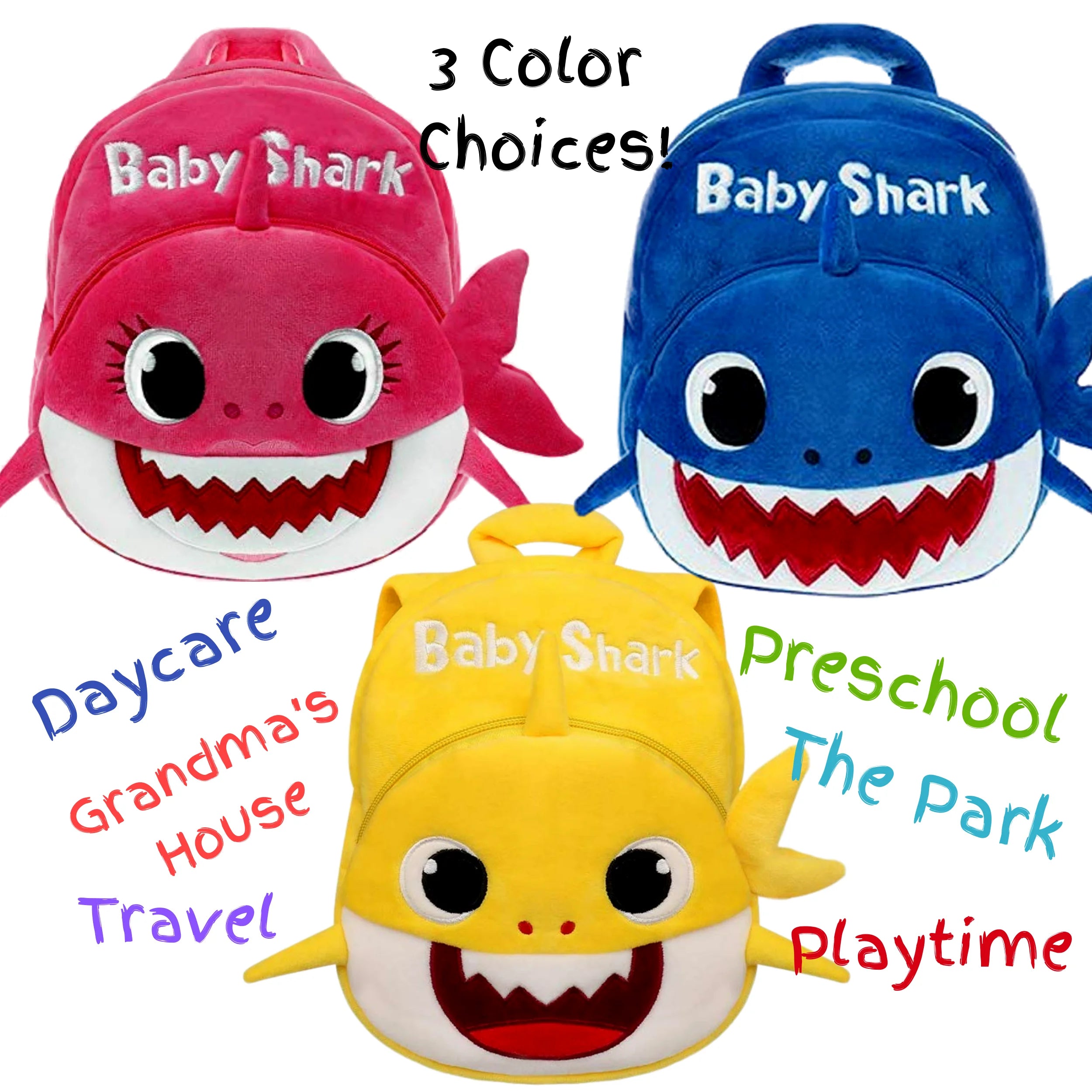 Yellow Baby Shark Plush Toddler Backpack Play Set E59703