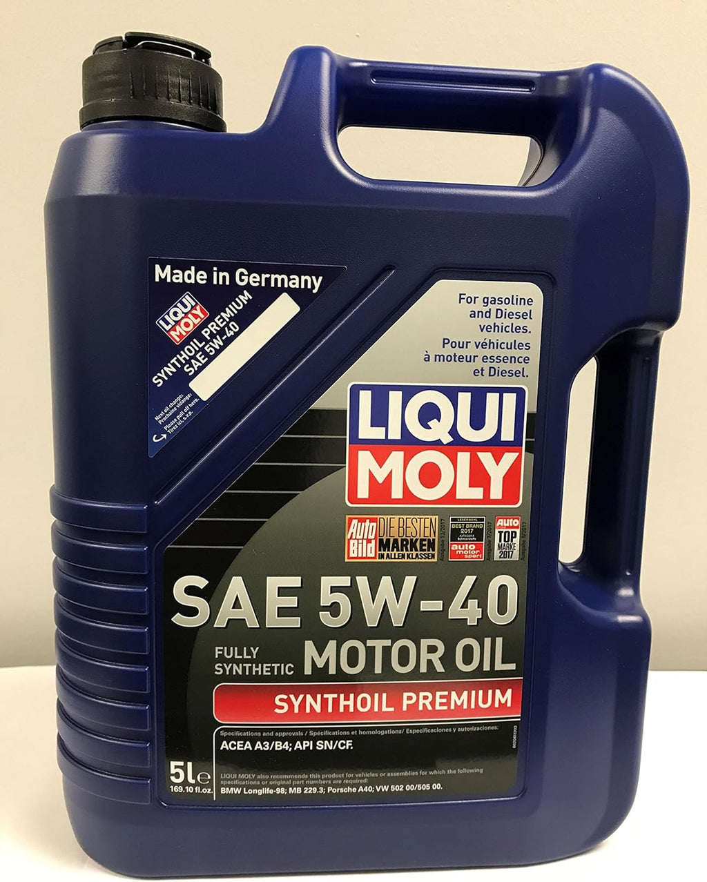 5W-40 Synthetic Motor Oil 5 Liter Pack of 2 B572216