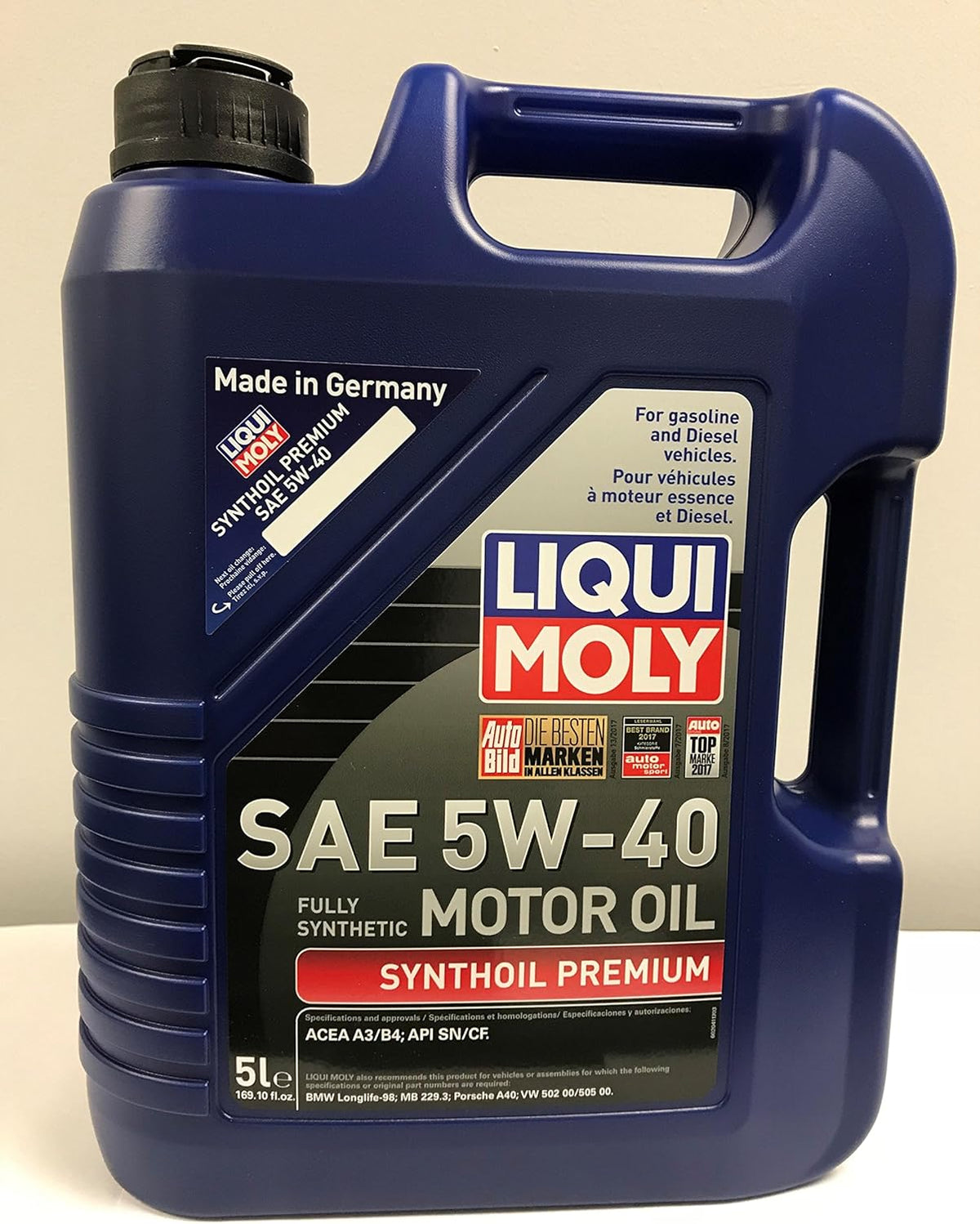 5W-40 Synthetic Motor Oil 5 Liter Pack of 2 B572216