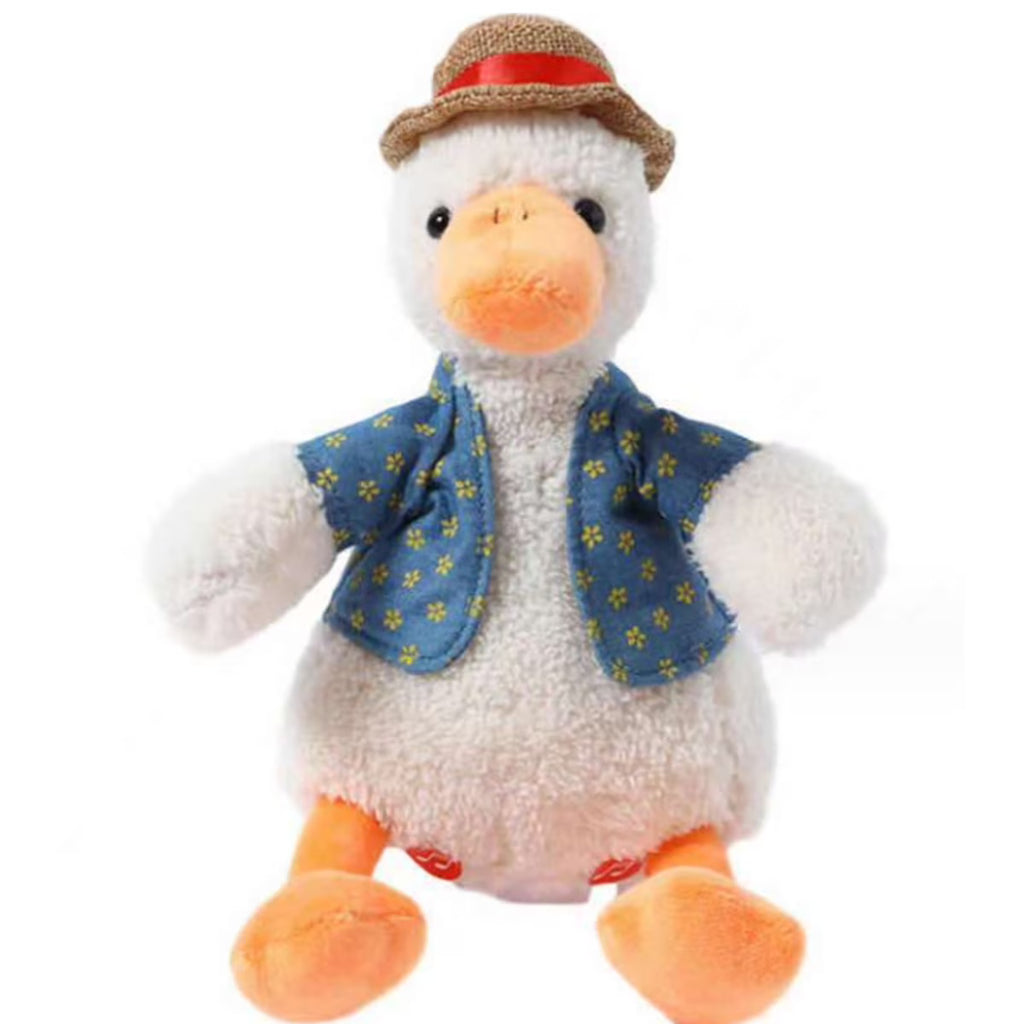 Talking Duck Toy Repeats What You Say with Straw Hat Detachable Vest Stuffed Animals O7646