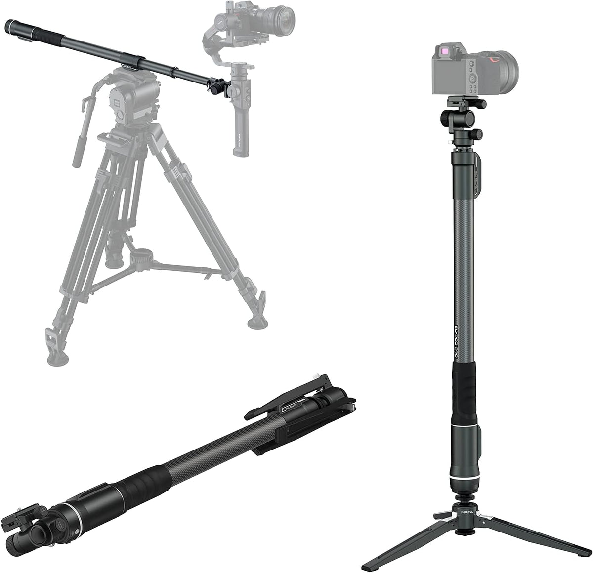 Motorized Camera Slider Monopod with Pan and Tilt Head & Tripod S8211