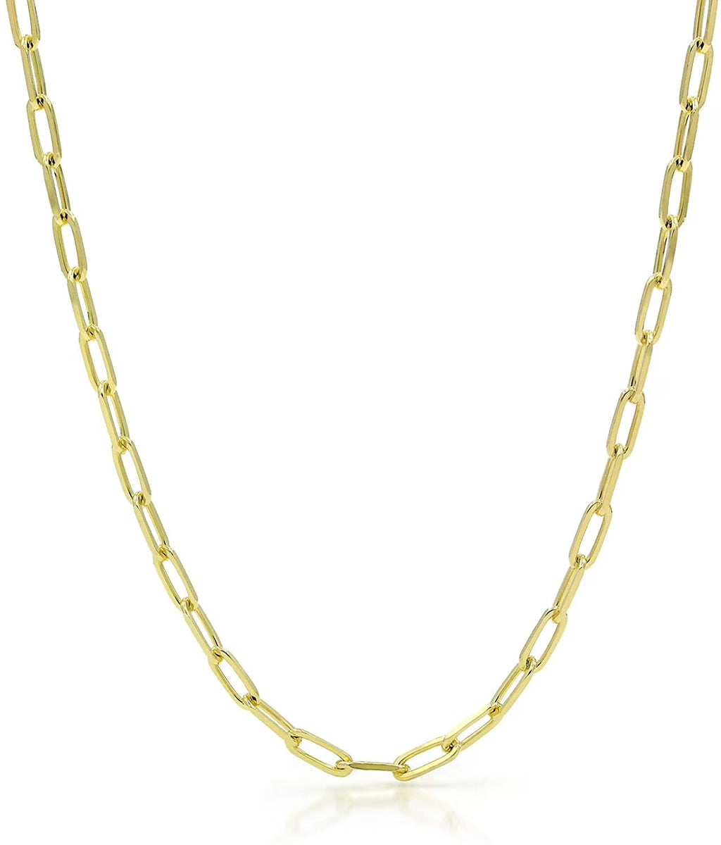 925 Sterling Silver Yellow Gold Plated Cable Link Necklace, Bracelet, & Anklet Chain D1684