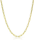 925 Sterling Silver Yellow Gold Plated Cable Link Necklace, Bracelet, & Anklet Chain D1684