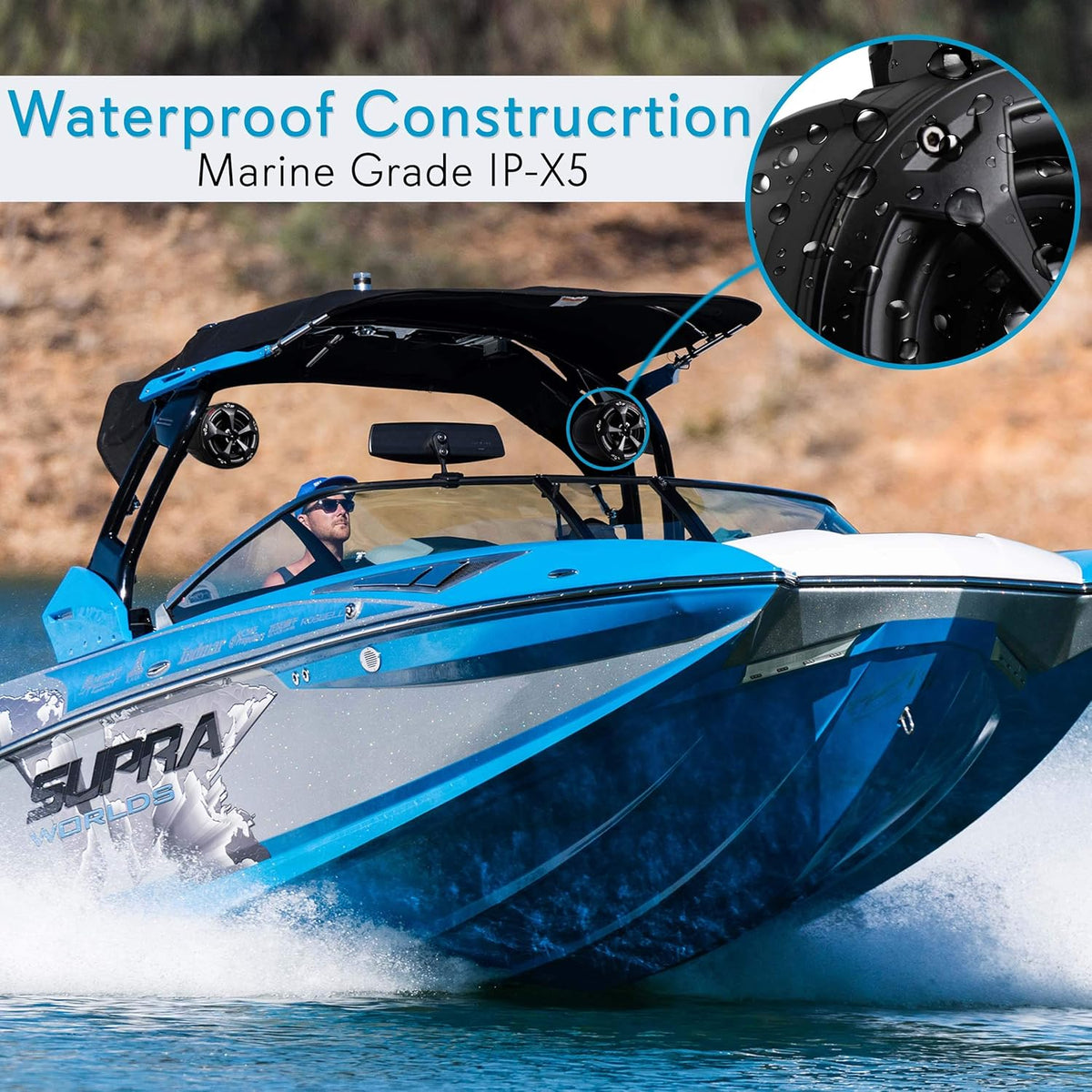 4” Waterproof Bluetooth Speakers with Amplified Speaker System for ATV/UTV, Aux Input, Marine Grade Weatherproof, 12V Vehicles N49094