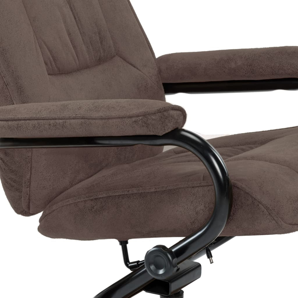 Brown Faux Suede Leather Recliner Armchair with Foot Stool I895957