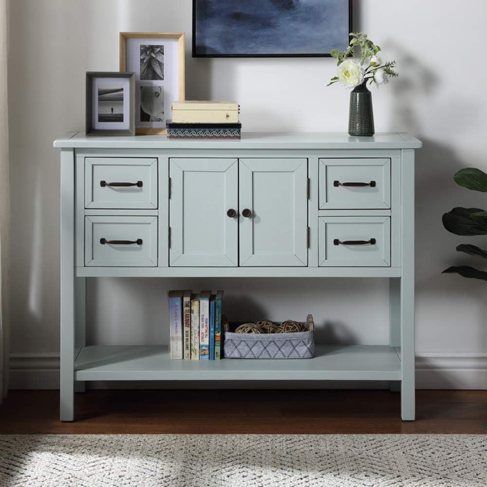 Modern Console Table with Drawers, Cabinet and Bottom Shelf F39373