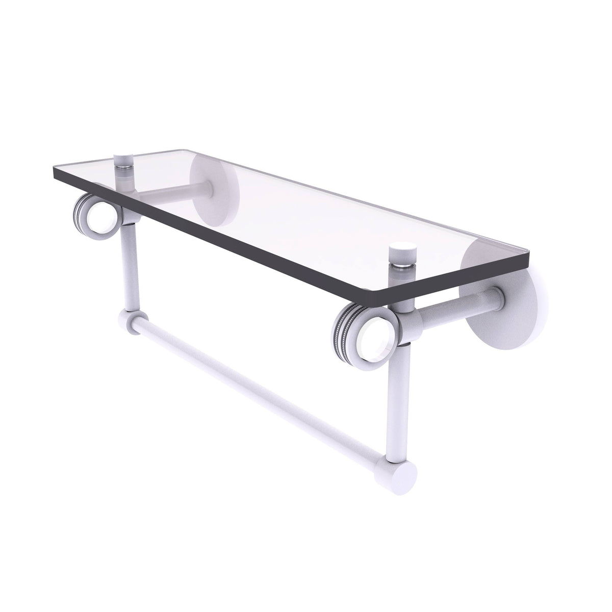 Matte Black Glass Shelf with Towel Bar H360