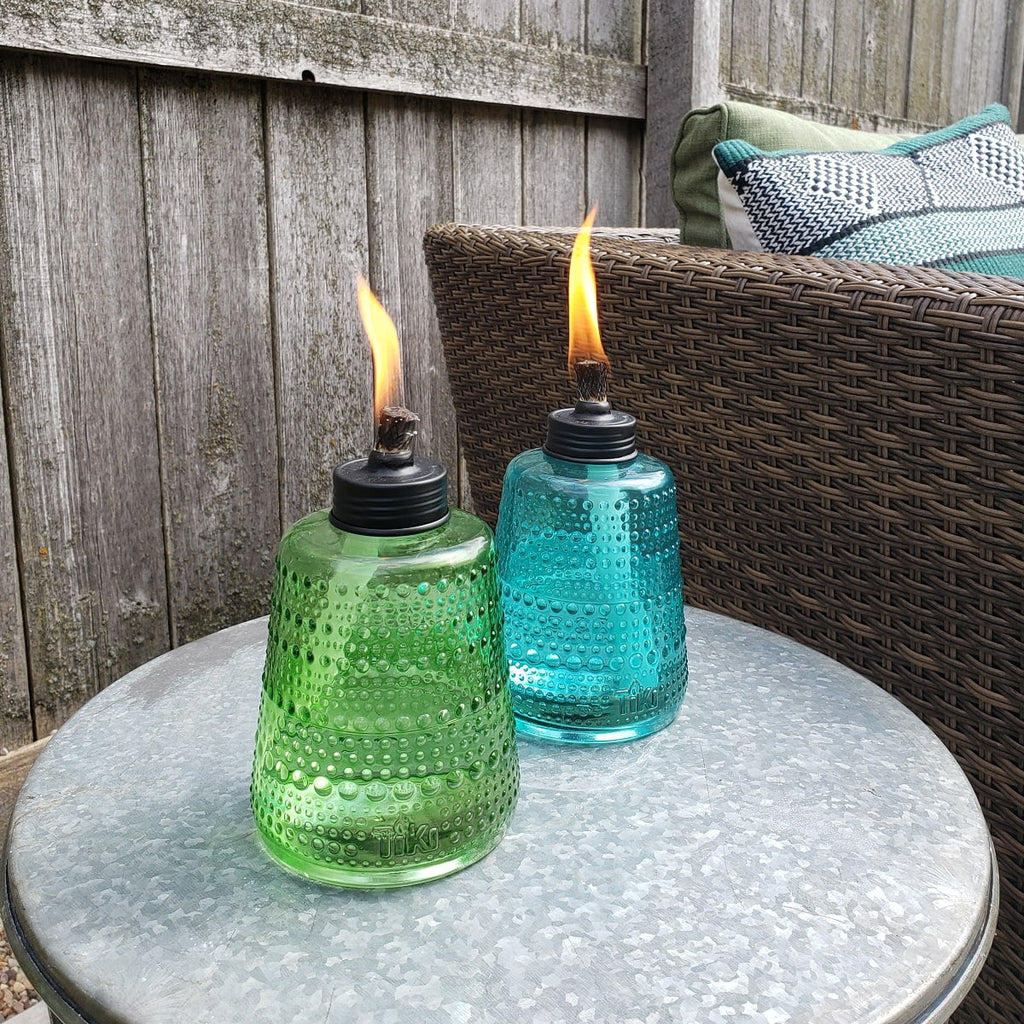 3-Pack 6" Table Torch Glass Blue Green and Purple Y7205