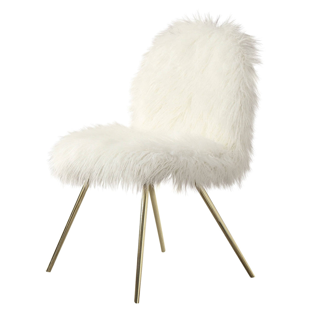 White Faux Fur Padded Accent Chair K6278