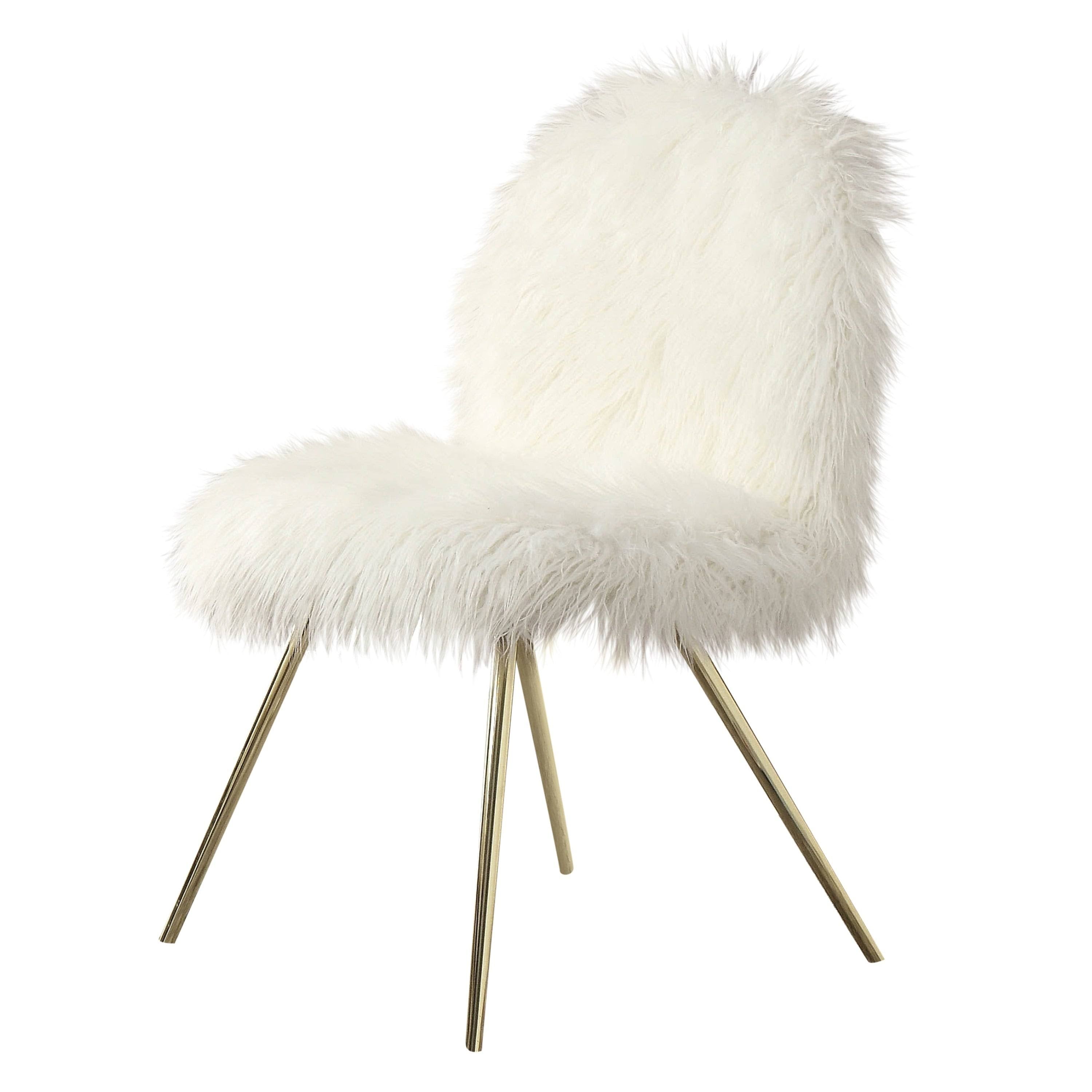 White Faux Fur Padded Accent Chair K6278