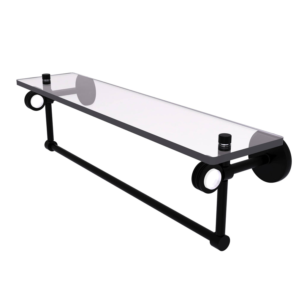 Matte Black Glass Shelf with Towel Bar H360
