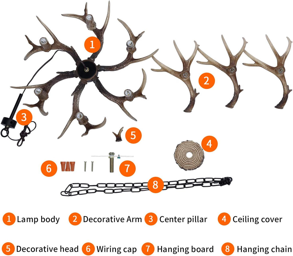 6 Light Resin Deer Antler Chandelier V448918