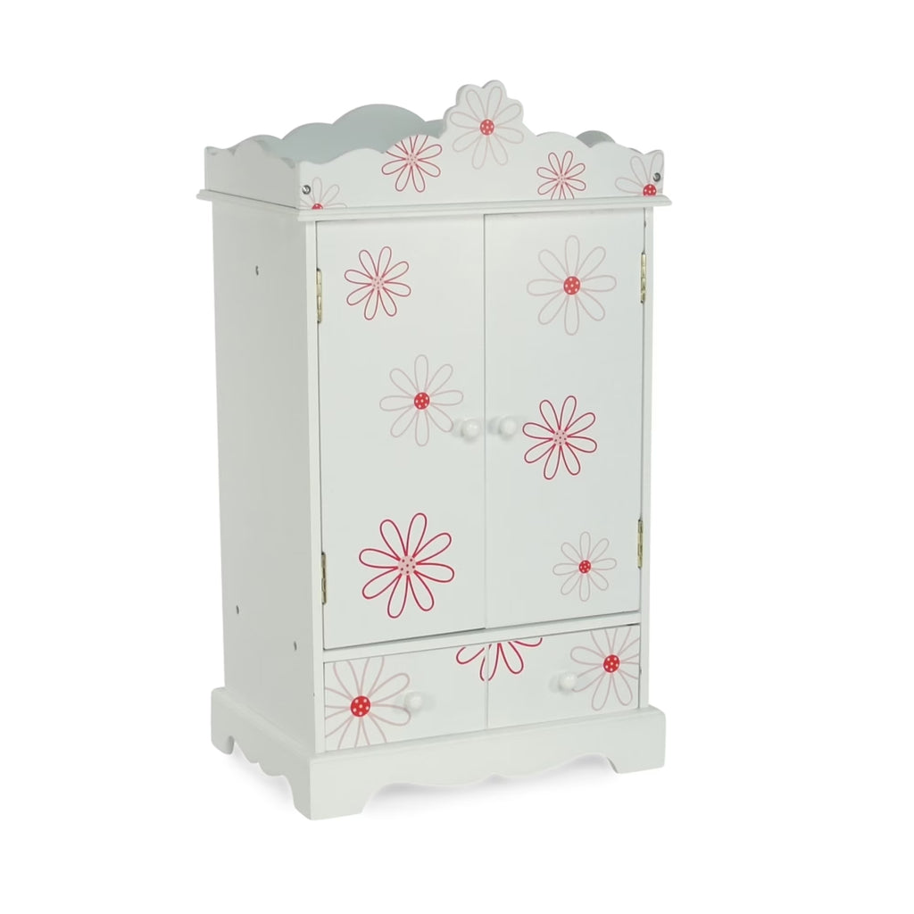18 Inch Doll Clothes Storage Closet Armoire with 3 Notched Doll Clothes Hangers D96733