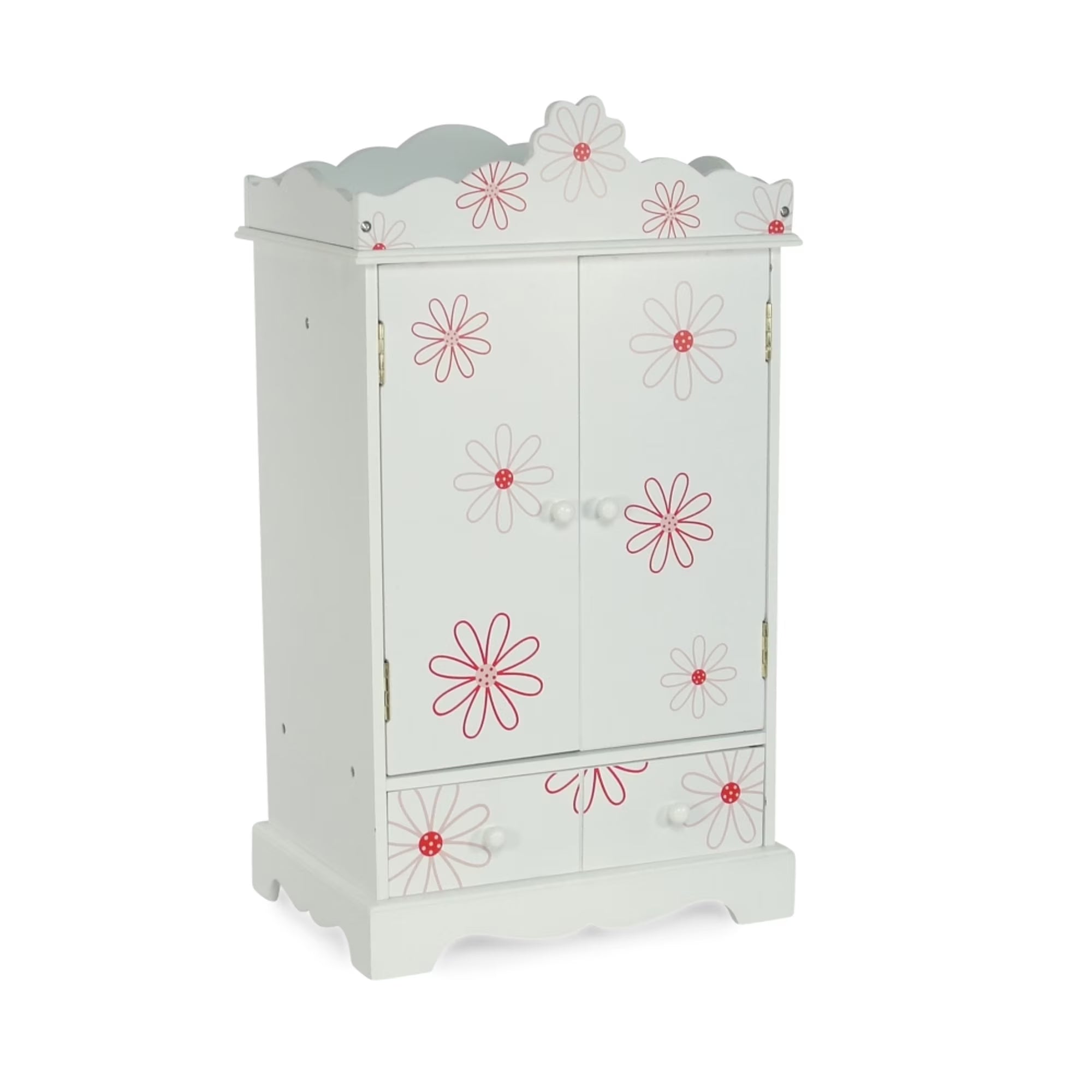 18 Inch Doll Clothes Storage Closet Armoire with 3 Notched Doll Clothes Hangers D96733