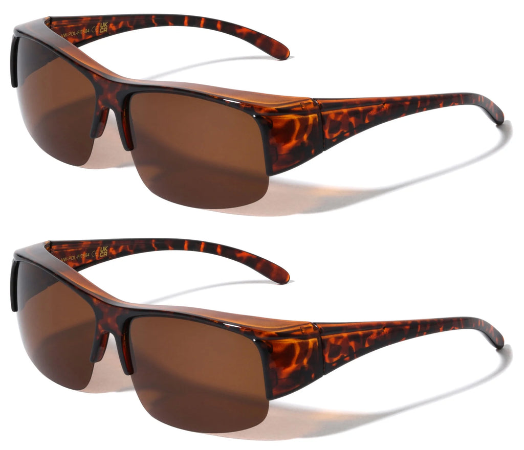 2 Pairs Half Rim Sport Polarized Fit Over Sunglasses V507