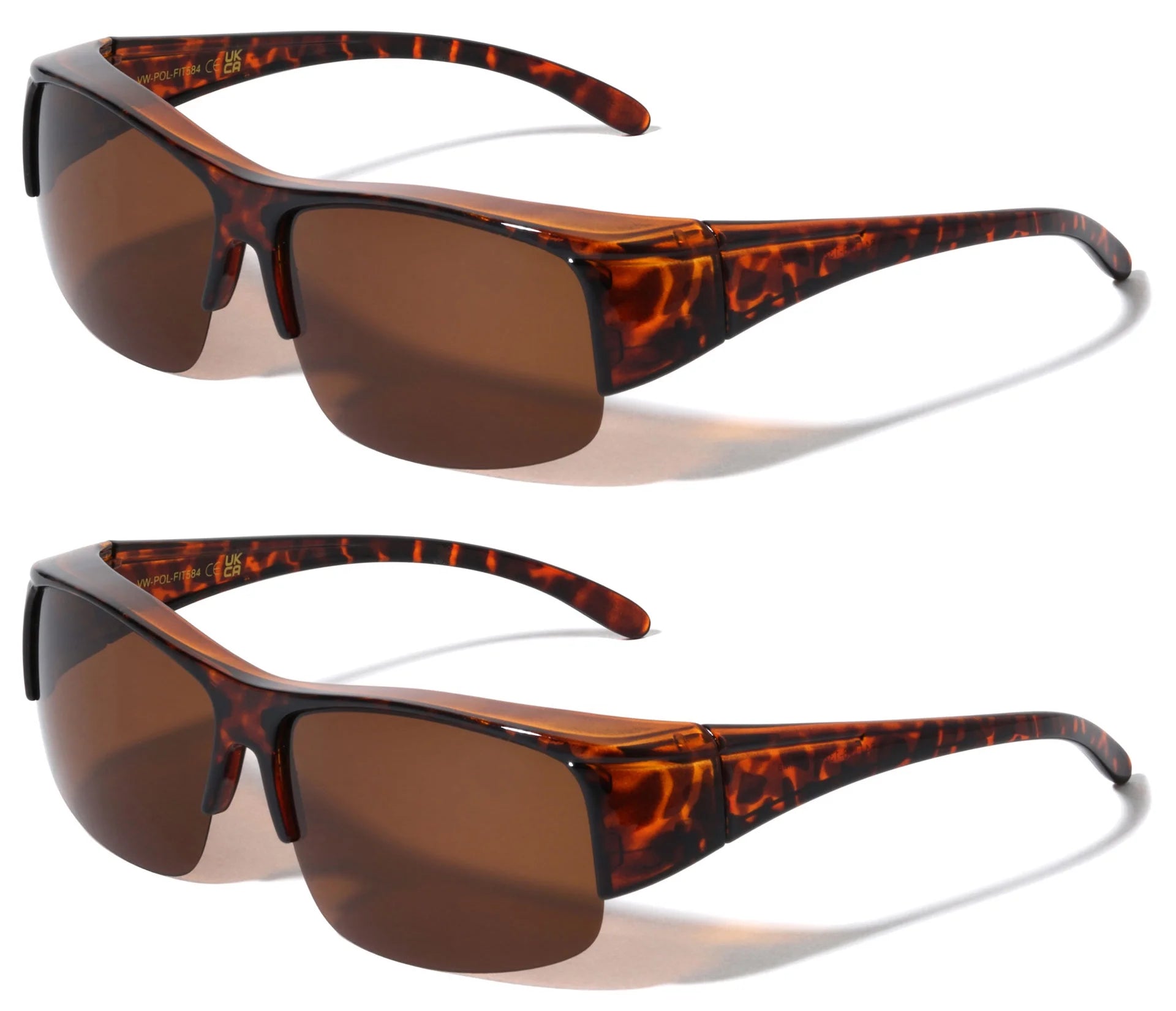 2 Pairs Half Rim Sport Polarized Fit Over Sunglasses V507