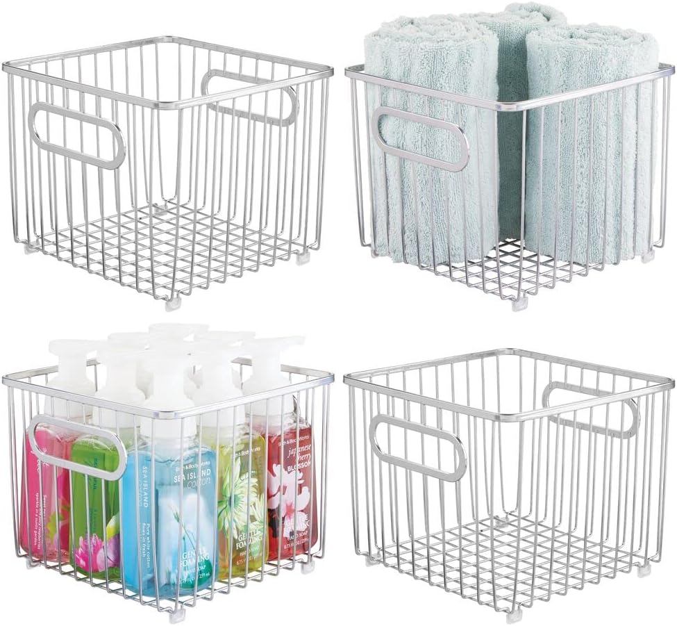 Bronze Metal Bathroom Storage Organizer Basket Bin 4 Pack O198