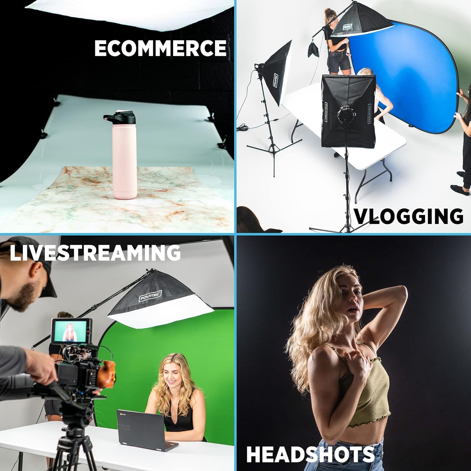 3-Light Fluorescent Studio Lighting Kit with Softboxes, Light Stands, & Carry Case A113551
