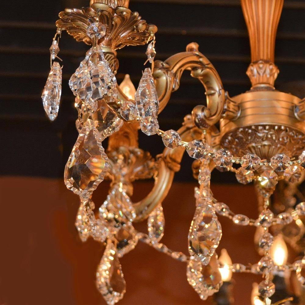 French Gold Finish Clear Crystal Semi Flush Mount Y9779