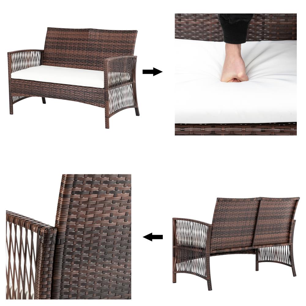 Brown Rattan Outdoor Sofa Set F37089