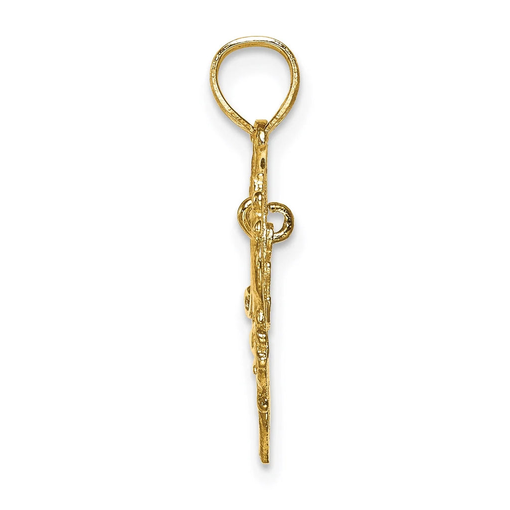 14K Yellow Gold Polished Heart Pendant Charm with 10K Yellow Gold Rope Chain Necklace 18'' Y29644