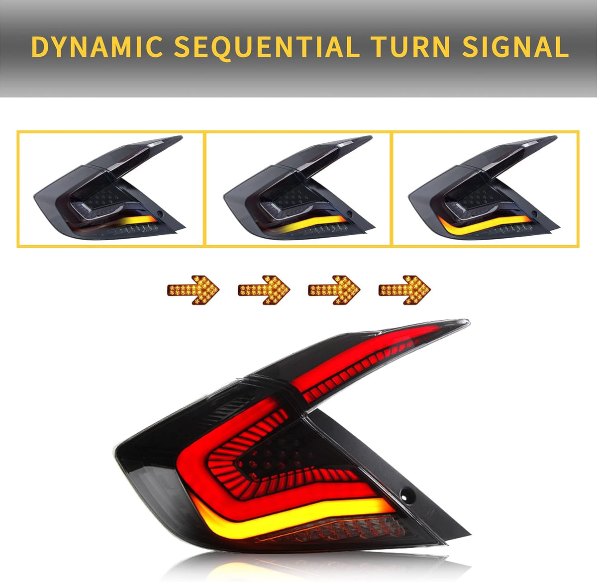 LED Clear Taillights Assembly for 2016-2020 Honda Civic Sedan, Set Z78549