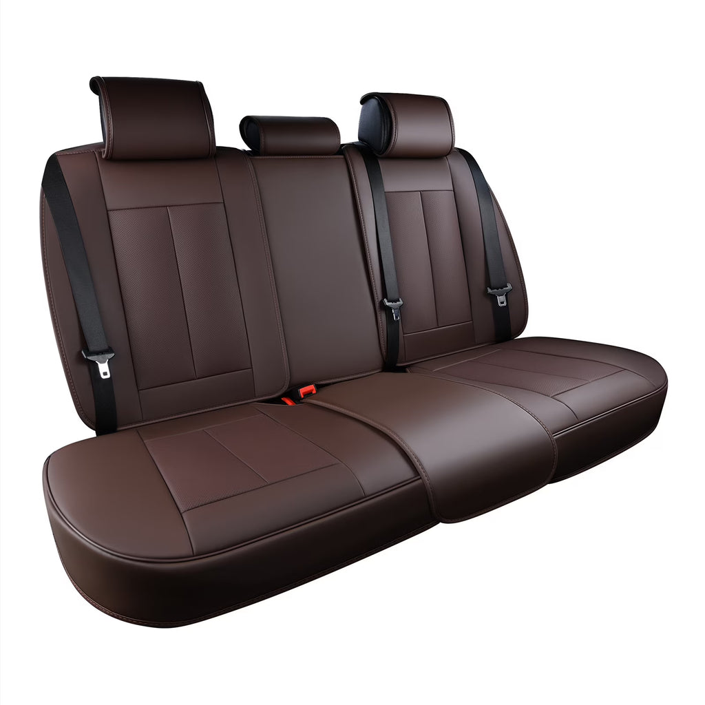 Brown Leather Rear Seat Covers Set, Waterproof Universal Fit H71828