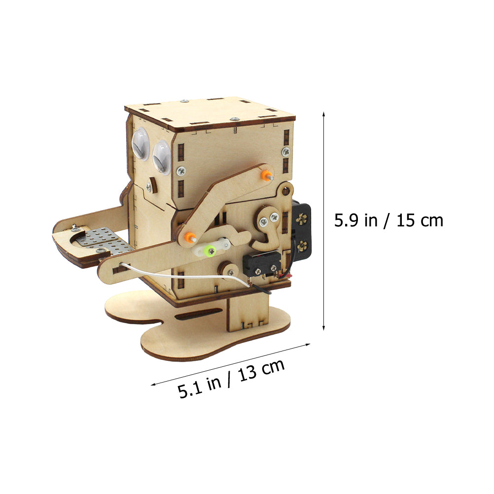 Wooden Piggy Bank Coin Eating Robot Toy G8637
