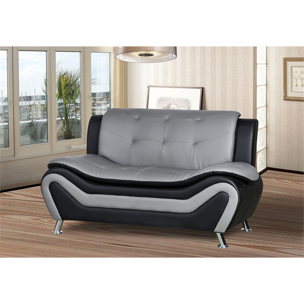 3-Piece Loveseat and 2 Club Chairs Set in Black & Gray O5431