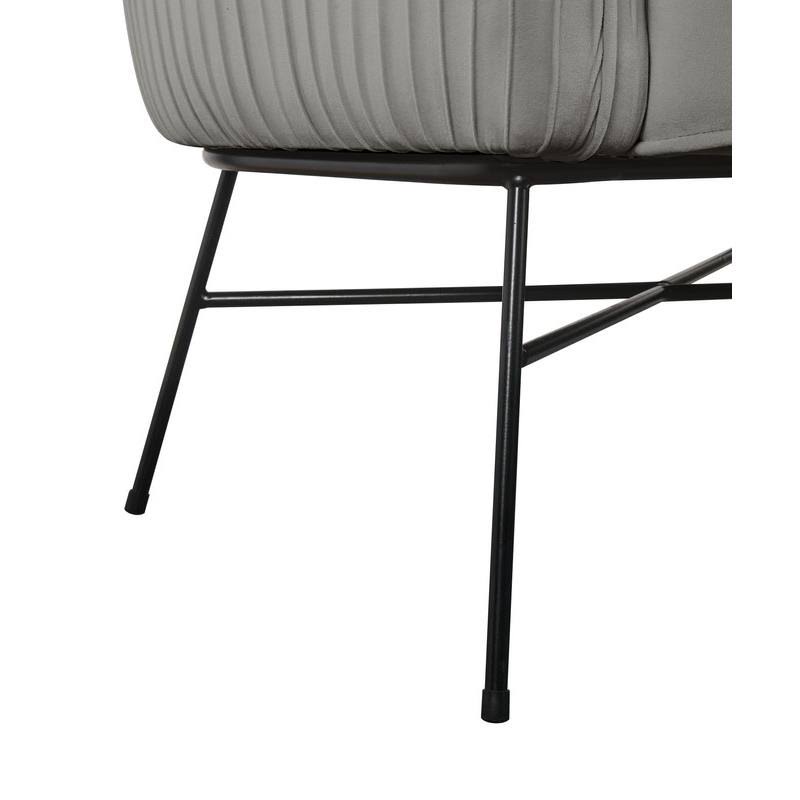 Gray Velvet Barrel Accent Chair with Metal Base U801