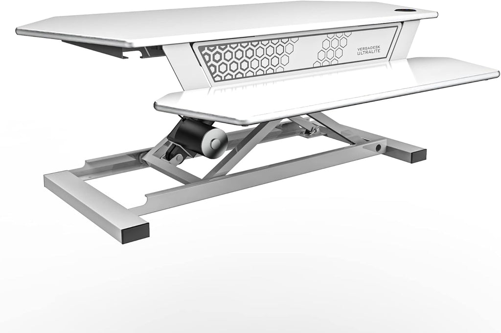Electric Height-Adjustable Desk Riser with Keyboard and Mouse Tray, 36" x 24" White O523008