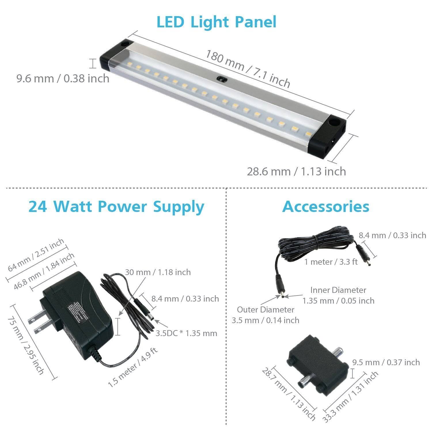 6 Panels 7 inch LED Dimmable Under Cabinet Lighting Kit I56558