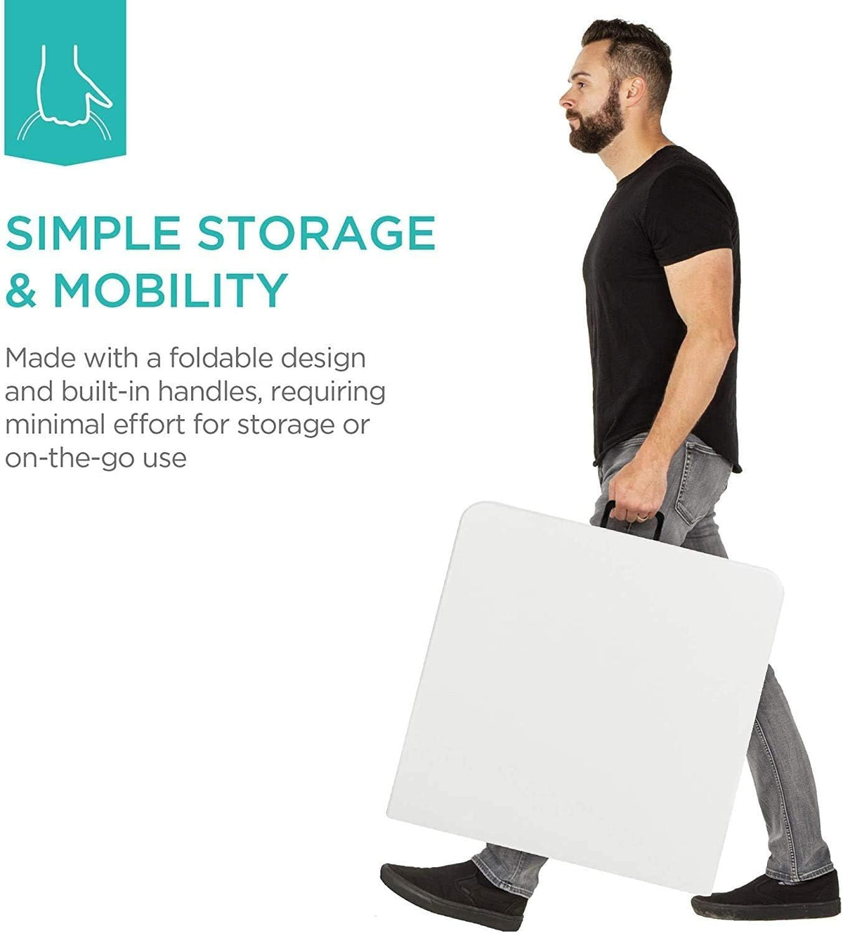 4ft Fold-in-Half Plastic Folding Utility Table N677690