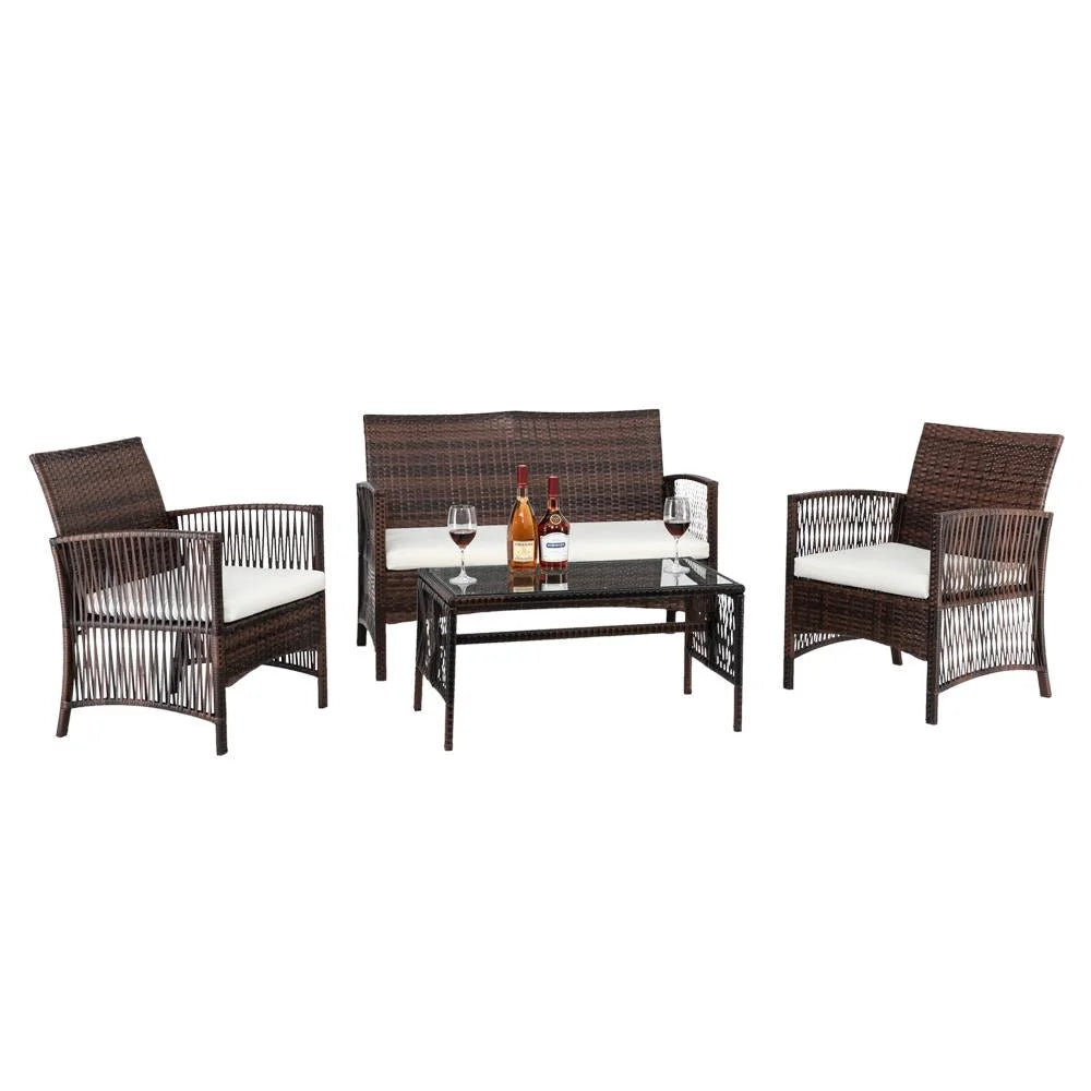 Brown Rattan Outdoor Sofa Set F37089