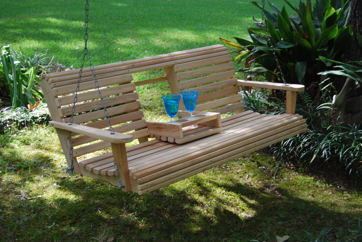 5ft Cypress Porch Swing with Flip Down Center Console D8169