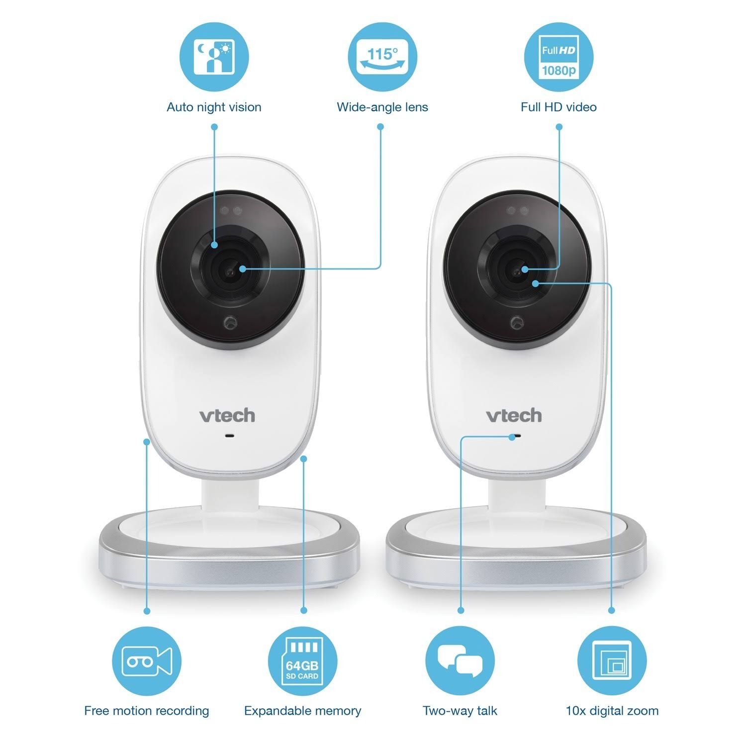 2 Camera Wi-Fi IP 1080p Full HD Indoor Camera with Alarm M220795