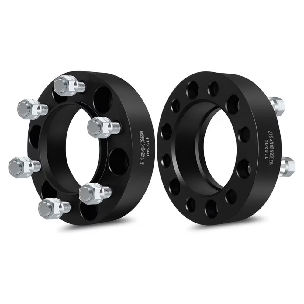 2Pcs 1.5" 6x5.5 Black Hub Wheel Spacers I124235