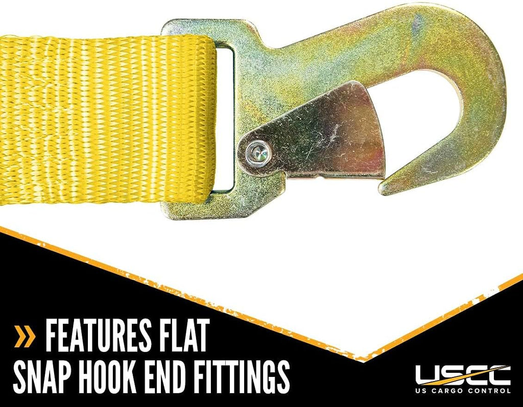 2 Pack 2 Inch x 27 Foot Yellow Ratchet Straps with Snap Hook D2912